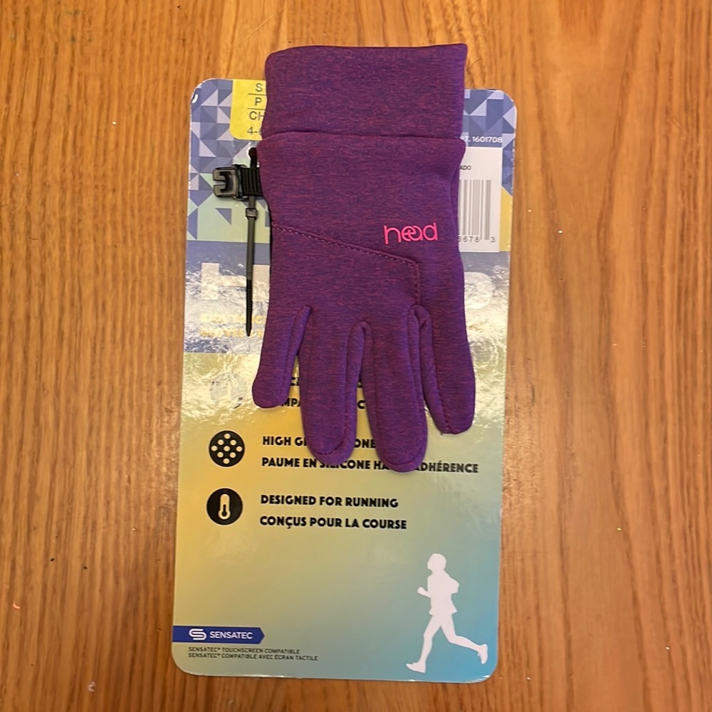 Girls purple Head Brand Touchscreen Gloves size small. NWT